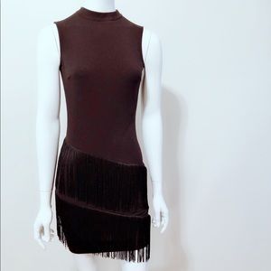 Mock neck fringe dress by Love & Other Things